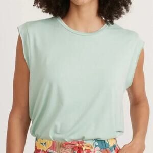 Marine Layer Devin Muscle Tank Top XL Birds Egg Blue